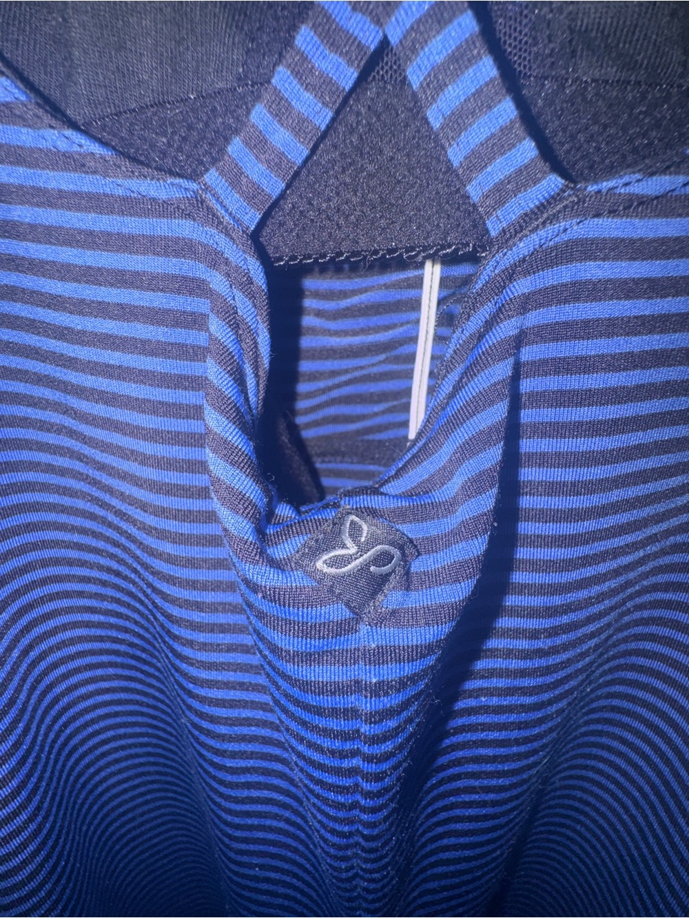 PrAna Dress Blue Black Striped Strappy Criss Cross Back. Built in Bra Sz.Small - Picture 6 of 16